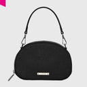 Cromia Perla 2009 kleine Umhängetasche in Schwarz aus Saffiano-Kalbsleder mit Metalllogo auf der Vorderseite