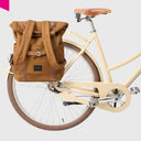 CITY Bikepack XL Fahrradtasche Braun am Gepaecktraeger befestigt