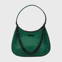 CROMIA grüne Hobo-Tasche aus reptilienprägtem Leder mit Magnetverschluss und Lederhenkel