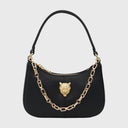 Elegante ZOE Schultertasche mit goldfarbenen Metallbeschlägen und Reißverschluss