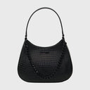 CROMIA schwarze Hobo-Tasche aus reptiliengeprägtem Leder mit Magnetverschluss und Lederhenkel