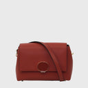 CROMIA Magnifica Schultertasche aus rotem genarbtem Leder mit goldfarbenen Details und verstellbarem Schulterriemen