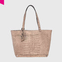 Cromia Louise Shopper aus weichem Leder mit Kroko-Prägung und samtiger Velours-Haptik, Frontansicht
