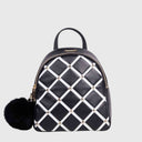 CROMIA Mini-Rucksack aus gestepptem Leder mit Rautendesign und Kunstfell-Anhänger