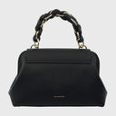 CROMIA MAGNIFICA Schultertasche groß aus weichem Leder mit geflochtenem Metall-Leder-Griff und goldfarbenem Schmuckverschluss