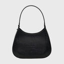 CROMIA schwarze Hobo-Tasche aus reptilienprägtem Leder mit Magnetverschluss und Lederhenkel
