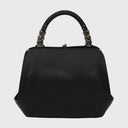 CROMIA groß schwarze Lederhandtasche mit Metallrahmen und verstellbarem Schulterriemen