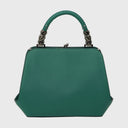 Große CROMIA JACKIE Handtasche aus grünem Leder mit verstellbarem Schulterriemen und Metallrahmenverschluss