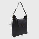 Wind&Vibes LONDON schwarze Schultertasche aus Lederimitat mit Magnetverschluss und praktischem Laptopfach