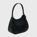 CROMIA schwarze Hobo-Tasche aus Reptilien-Leder mit Magnetverschluss und Kettenhenkel
