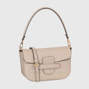 ABRO CAMILLA Schultertasche aus italienischem Rindleder mit Magnetverschluss und verstellbarem Lederriemen beige
