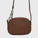 Jasmine Squared Crossbody Tasche aus braunem Kunstleder mit verstellbarem Riemen und silbernen Metallakzenten