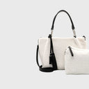 Emily & Noah DENISE Handtasche aus Feinsynthetik mit Reißverschluss und abnehmbarem Umhängeriemen in Weiß