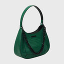 CROMIA grüne Hobo-Tasche aus reptiliengeprägtem Leder mit Magnetverschluss und Lederhenkel