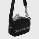 Juicy Couture JASMINE Umhängetasche aus Kunstleder in Schwarz mit silbernem Logo und verstellbarem Schulterriemen