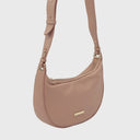 Beige CROMIA Noemi Hobo-Tasche aus Echtleder mit goldfarbenen Details und verstellbarem Schulterriemen