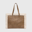 REPLAY COZY MOD Shopper aus braunem PU mit weißem Kunstfell und passendem Geldbeutel in Lackoptik
