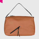 Cromia Alyson Beutel-Schultertasche aus Leder in Cognac mit Reißverschluss und Schulterriemen
