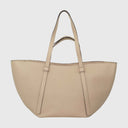 ABRO COSMO großer Shopper aus italienischem Rindleder mit Reißverschluss und herausnehmbarem Etui in Beige