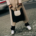 Wind&Vibes LONDON Schultertasche aus Lederimitat mit wechselbarer Klappe und praktischem Innenfach