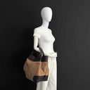 Große ABRO ESSENTIAL Shopper Tasche aus Teddyfell und italienischem Rindleder mit Magnetverschluss und verstellbarem Lederriemen
