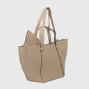 Großer ABRO COSMO Shopper aus italienischem Rindleder mit Reißverschluss und herausnehmbarem Etui beige