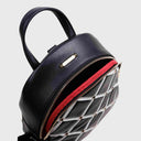 CROMIA GISELE kleiner Damenrucksack aus gestepptem Leder mit rotem Innenfutter und Pyramidennieten